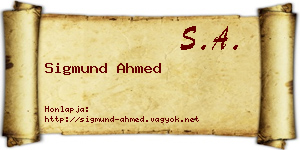 Sigmund Ahmed névjegykártya